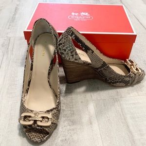 Snakeskin Coach Leather Wedges